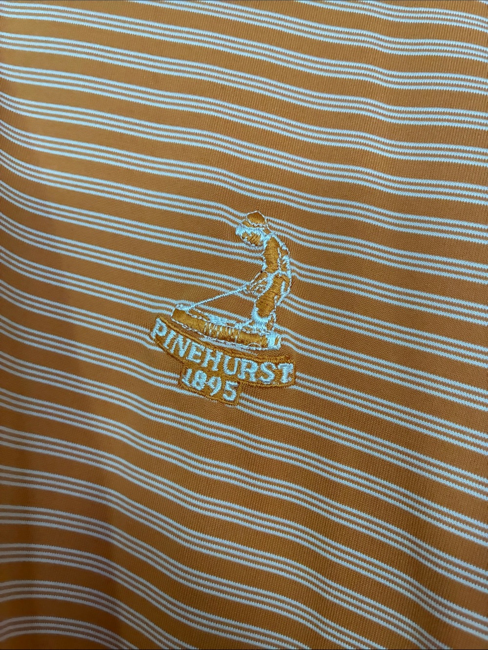 Men's XXL Putterboy Striped Orange Polo with Subtle Logo - Picture 2 of 4